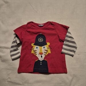 Baby Boden boys 6-12 months long sleeve applique tiger bobby shirt GUC